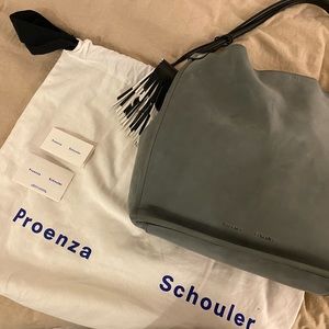 Proenza Schouler Nubuck Tote with tassel keychain in Medium Grey